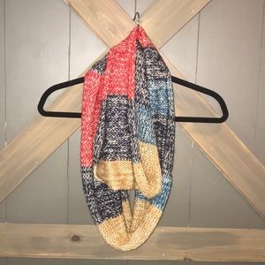 Knit multicolor infinity scarf
